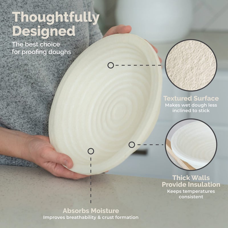 Bulka Large Round 9" 1kg Groove Banneton Bread Proofing Basket Pressed Wood Pulp, Sourdough Proofing Basket - Non-Stick Bread Proofing Bowl Sourdough Bread Baking Supplies, Made in Germany. - Image 3